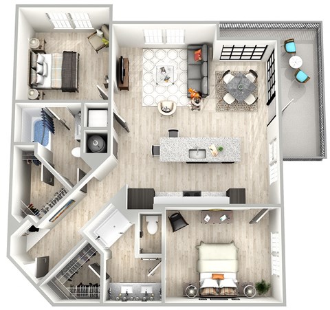 a floor plan of a bedroom with a bathroom and a living room
